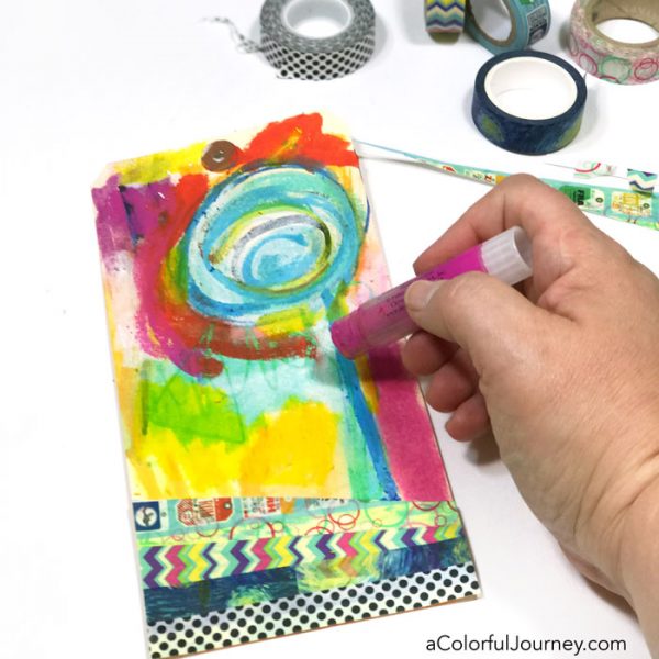 Washi Tape & How to Freak out the Supply Hoarder in You video by Carolyn Dube using Gelatos and a StencilGirl stencil mask set 
