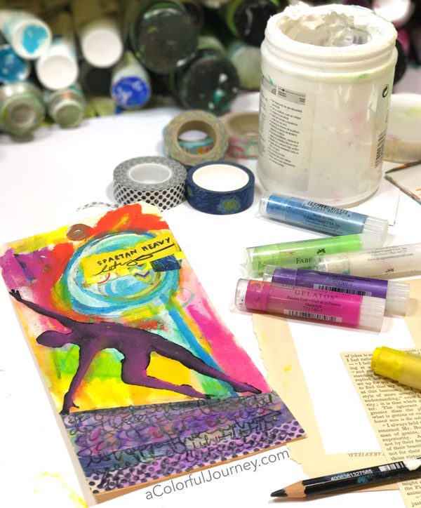 Washi Tape & How to Freak out the Supply Hoarder in You video by Carolyn Dube using Gelatos and a StencilGirl stencil mask set 