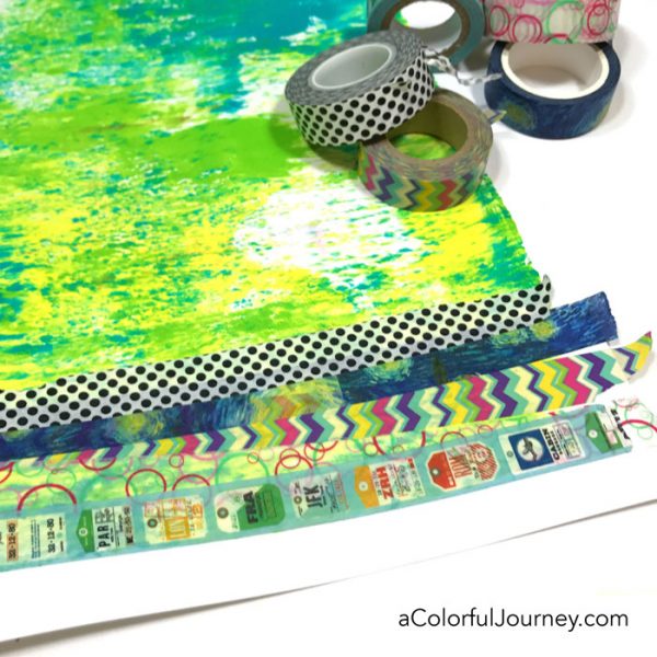 Washi Tape & How to Freak out the Supply Hoarder in You video by Carolyn Dube using Gelatos and a StencilGirl stencil mask set 