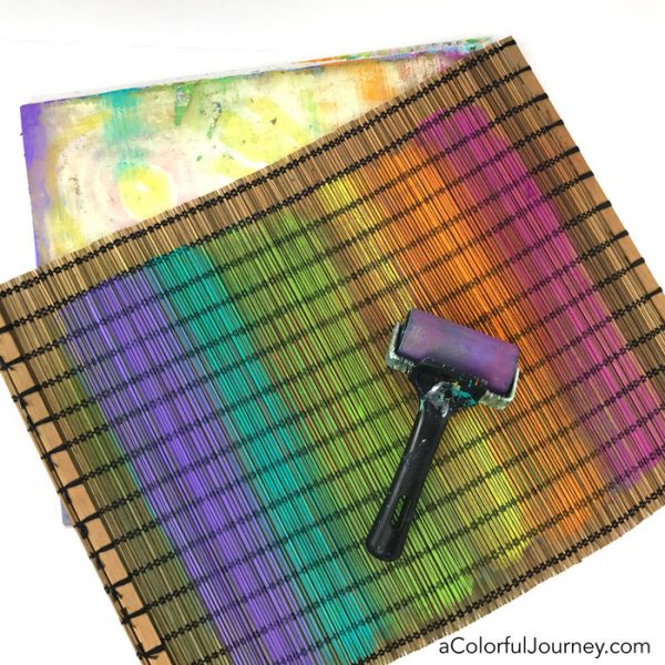 Gel printing with texture from IKEA video tutorial by Carolyn Dube