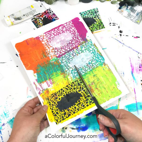 What can you do with gel prints? One thing is making quick cards with a stencil! Video tutorial by Carolyn Dube