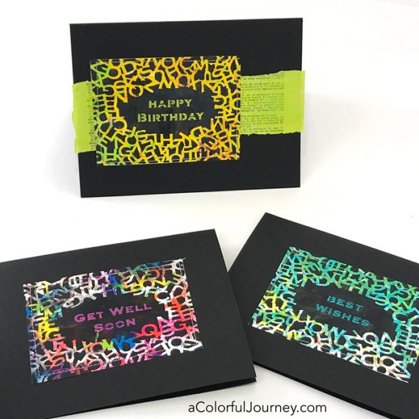 What can you do with gel prints? One thing is making quick cards with a stencil! Video tutorial by Carolyn Dube