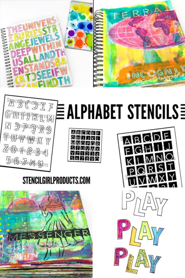 Alphabet stencils by Carolyn Dube for StencilGirlProducts.com