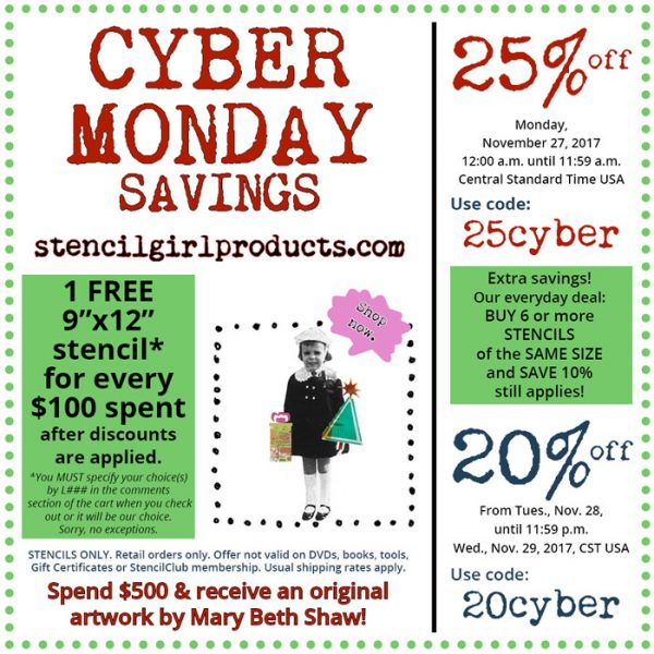 StencilGirl Cyber Monday Sale