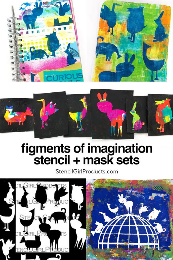 Figments of Imagination whimsical creatures stencil by Carolyn Dube for StencilGirlProducts.com