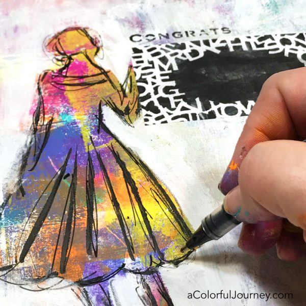 Making a plain envelope colorful with a gel plate, Paper Artsy paints, and StencilGirl stencils video by Carolyn Dube