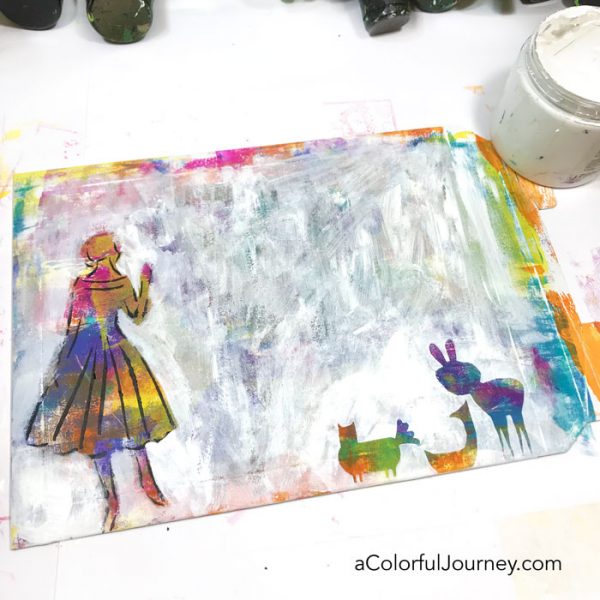 Making a plain envelope colorful with a gel plate, Paper Artsy paints, and StencilGirl stencils video by Carolyn Dube