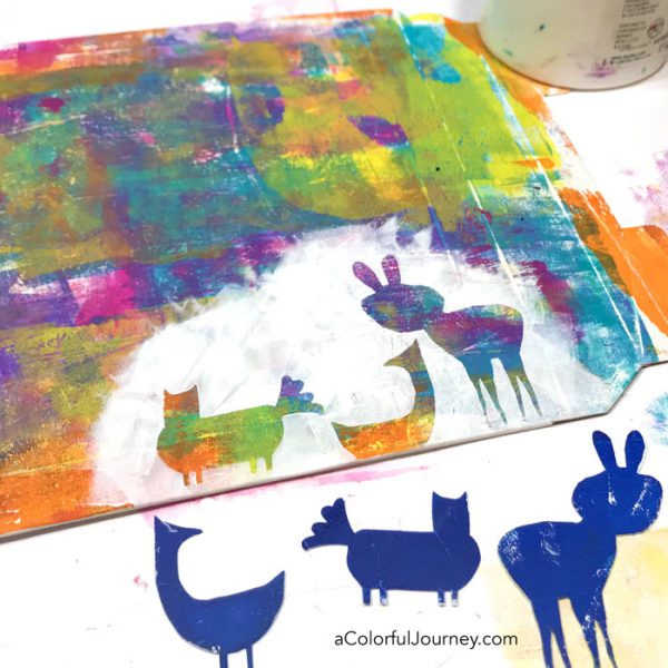 Making a plain envelope colorful with a gel plate, Paper Artsy paints, and StencilGirl stencils video by Carolyn Dube