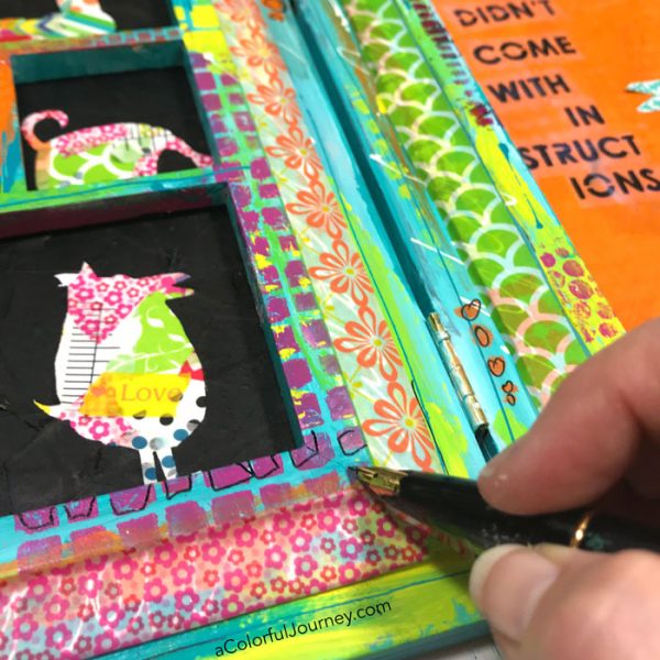 Washi tape and stencils to create a playful frame video loaded with mixed media techniques by Carolyn Dube