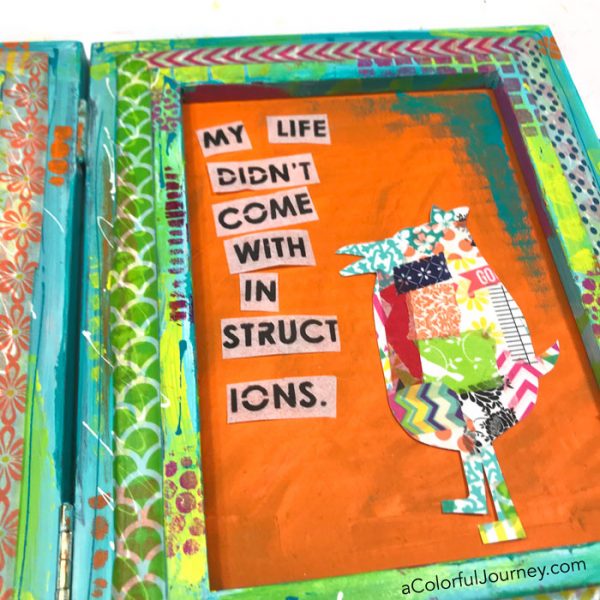 Washi tape and stencils to create a playful frame video loaded with mixed media techniques by Carolyn Dube