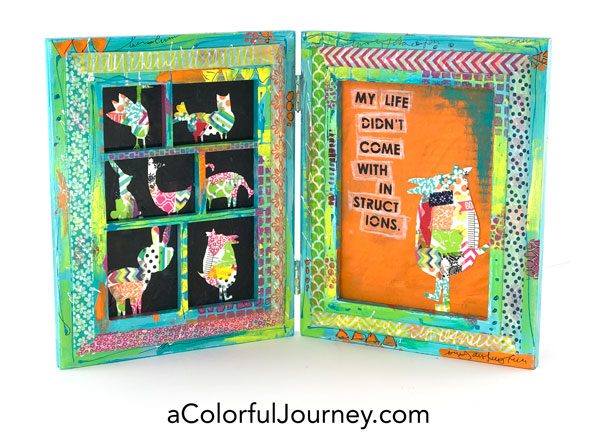 Washi tape and stencils to create a playful frame video loaded with mixed media techniques by Carolyn Dube
