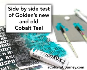 Side-by-side test of Golden’s new and old Cobalt Teal Paint thumbnail