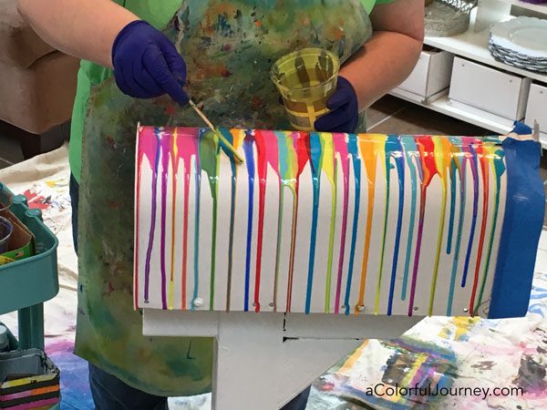 Paint Pouring on a Mailbox Carolyn Dube