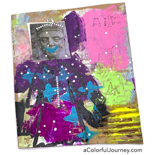 Art journaling on cardboard - it isn't always pretty #artplay 