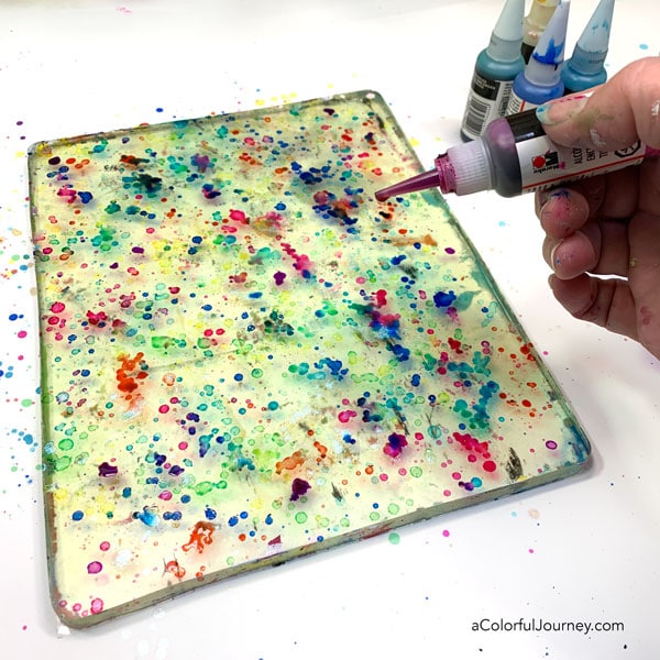 Tutorial using alcohol inks on a gel plate by Carolyn Dube #gelprinting