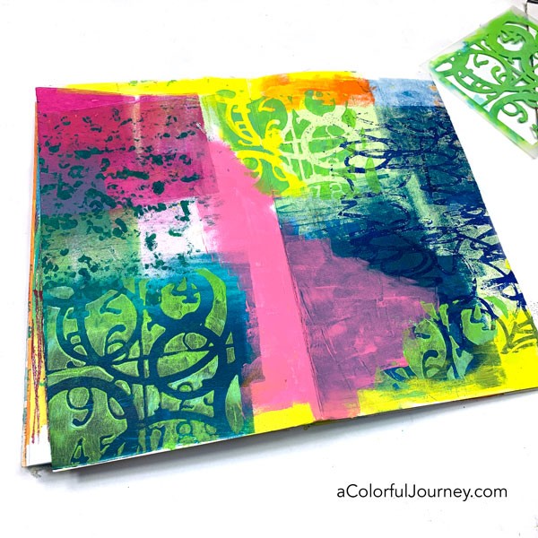 The right way to use a stencil with a gel plate - Carolyn Dube