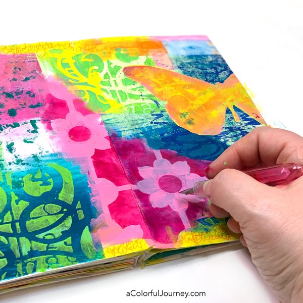 Adding Layers of Stenciling - Carolyn Dube