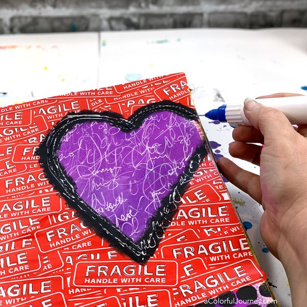 Fragile Art Journaling with Leftover Moving Stickers - Carolyn Dube