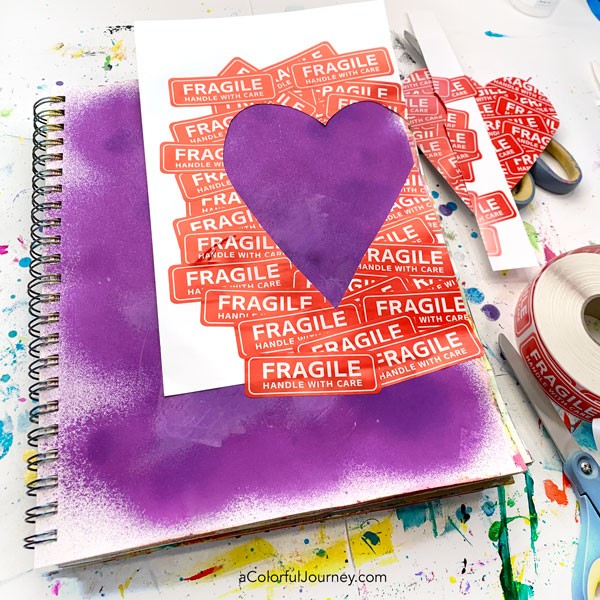 Fragile Art Journaling with Leftover Moving Stickers - Carolyn Dube